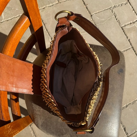 Michael Kors Collection Chain Mail Gold Links & Brown Leather shoulder handbag. - Picture 10 of 10